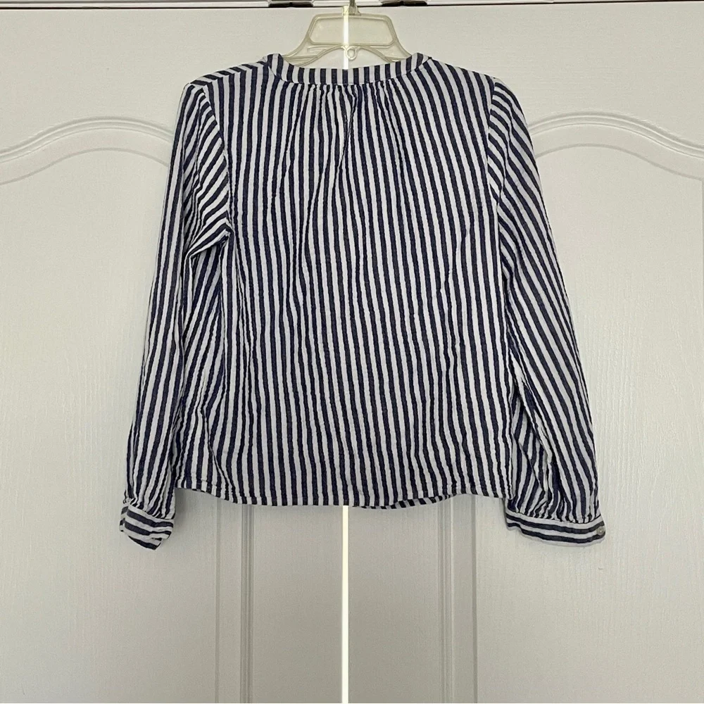 Universal Thread Striped Half Button Blouse Small